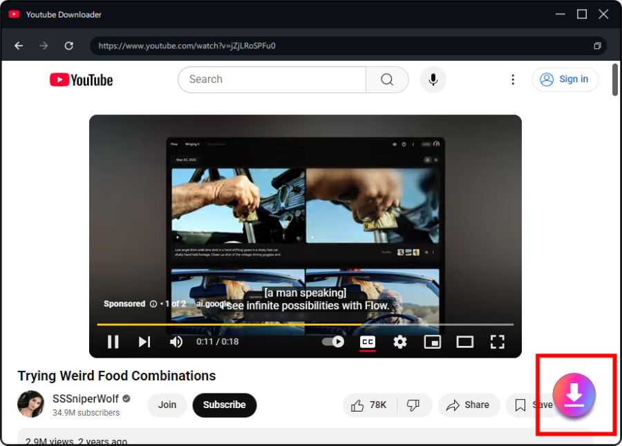 Video auswählen > auf das Download- Symbol klicken