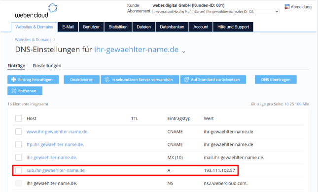 DNS-Einstellungen