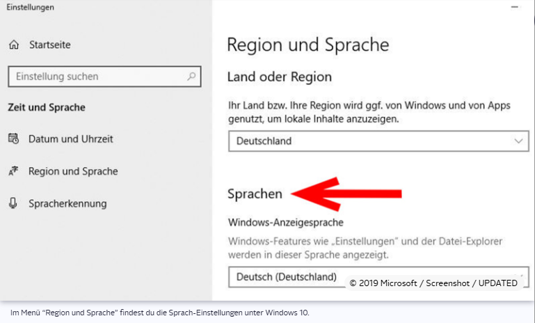 Systemsprache ändern