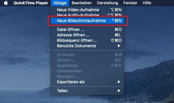 QuickTime Player verwenden