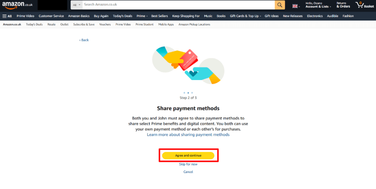 Zustimmung zur Weitergabe von Zahlungsmethoden