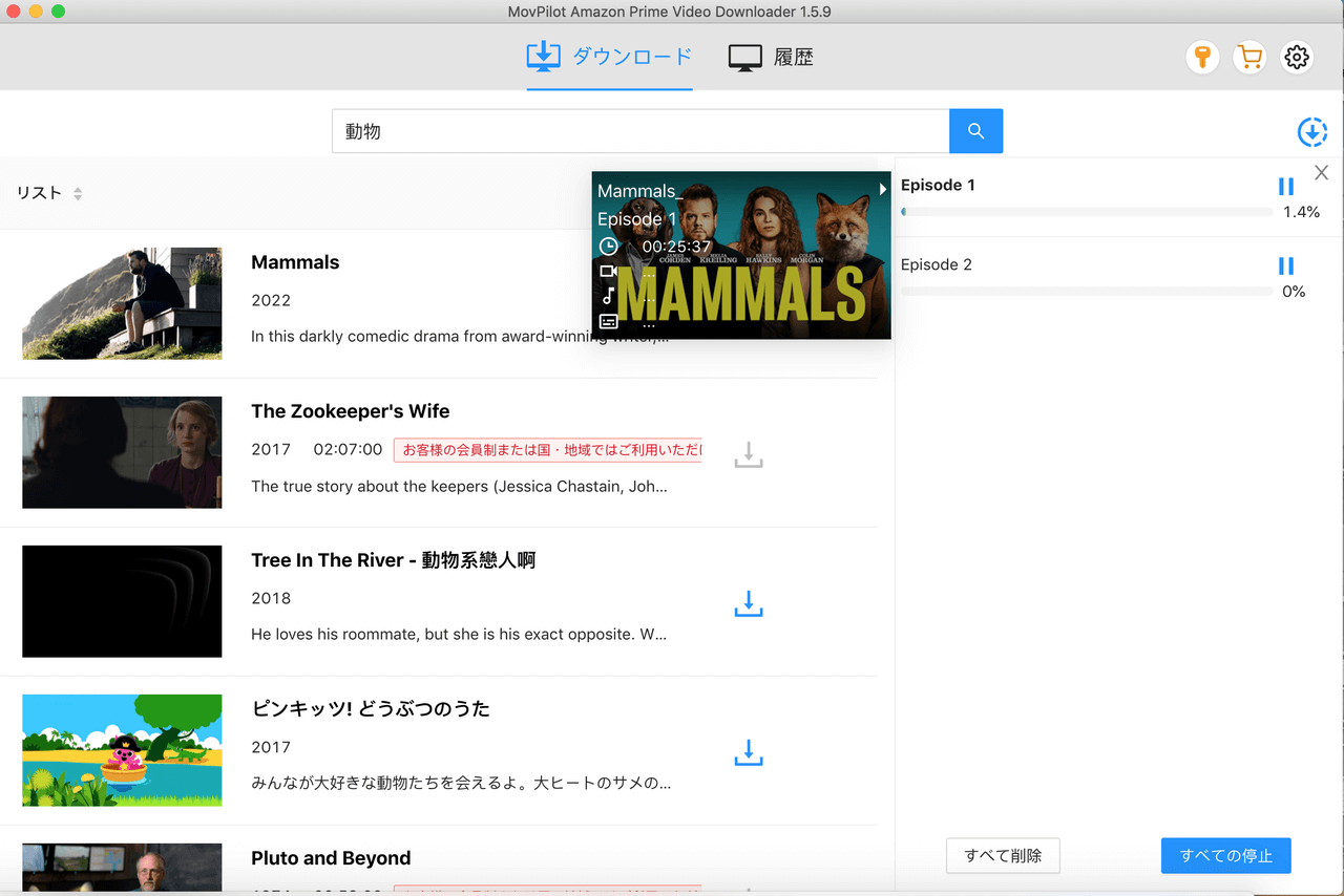 映画の検索とダウンロード