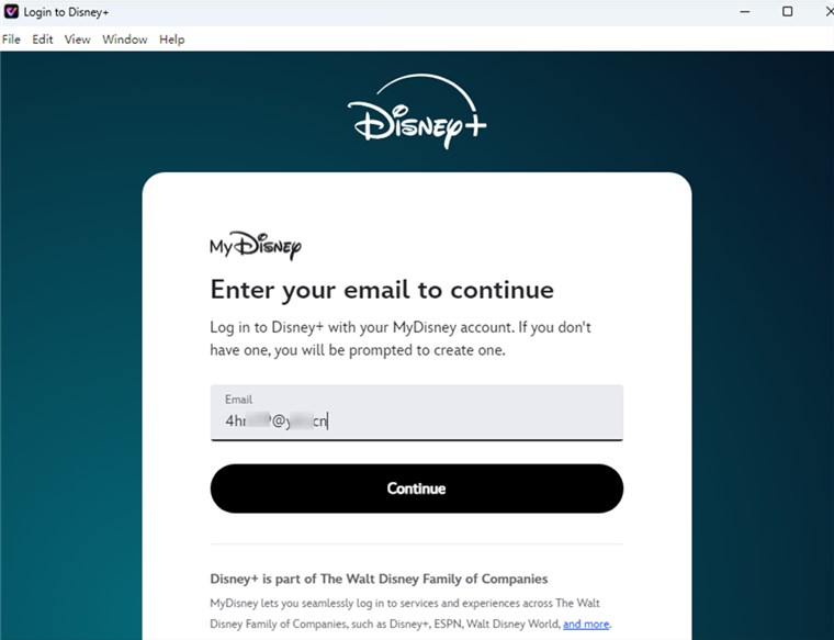 Accedi all'account Disney Plus